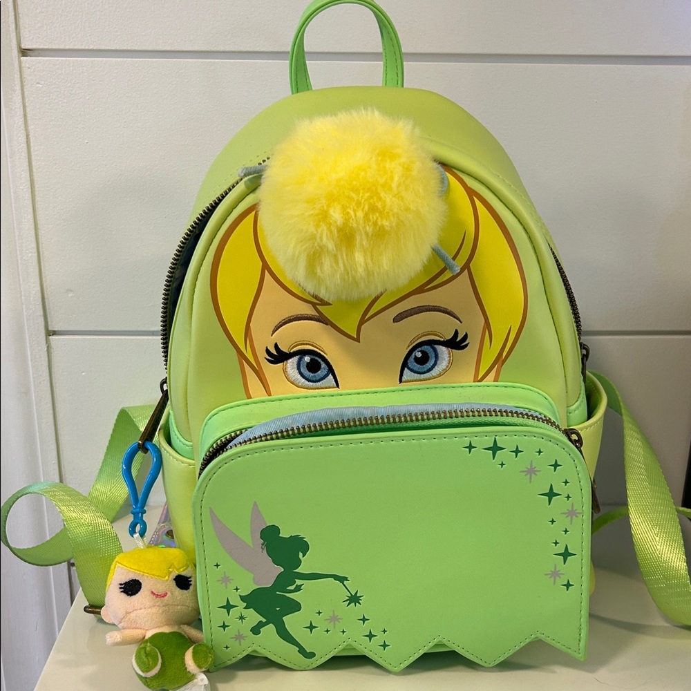 Green Tinkerbell Backpack with Pom Pom Loungefly NWOT